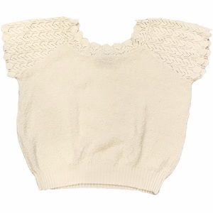 VINTAGE Knit Short Sleeve Cream Top Made in USA 🇺🇸